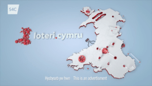 Loteri.Cymru logo depicting the principality of Wales